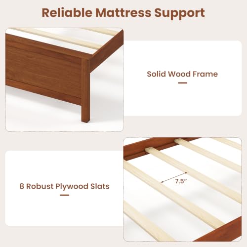 Queen Bed Frame, Platform Bed w/Headboard & Solid Wood Legs