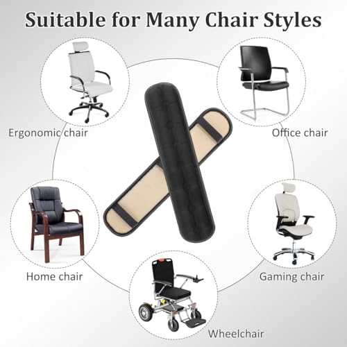 SHINEOFI Office Chair Armrest Pads 17.7 Inch Washable Armrest Covers with Straps Comfortable Arm Cushions for Gaming and Desk Chairs