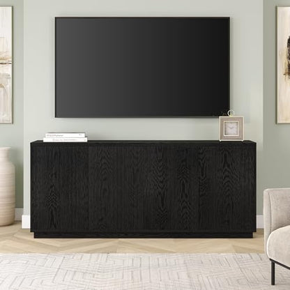 Henn&Hart 68" Fluted Modern Sideboard Buffet Cabinet, Natural Black