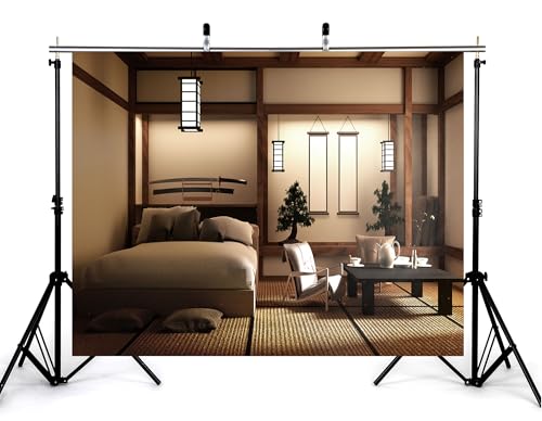 6x6ft Japanese Style Bedroom Backdrop Katana Display Tatami Living Space Photography Background for Home Decor and Cultural Event Decorations Tapestry Photo Booth Props - size: 6x6ft