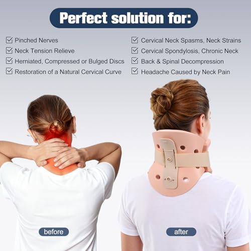2 1/4 In Rigid Neck Brace Cervical Collar with Neck Support Foam Lightweight Soft Brace, Adjustable Cervical Traction Collar Relieves Neck Pain and Decompression for Men and Women (Neck height 2 1/4 Inch, Small)