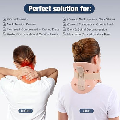 2 1/4 In Rigid Neck Brace Cervical Collar with Neck Support Foam Lightweight Soft Brace, Adjustable Cervical Traction Collar Relieves Neck Pain and Decompression for Men and Women (Neck height 2 1/4 Inch, Small)