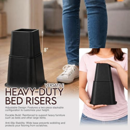 Adjustable Bed Risers 3 & 5 Inch, Black, 36-Pack