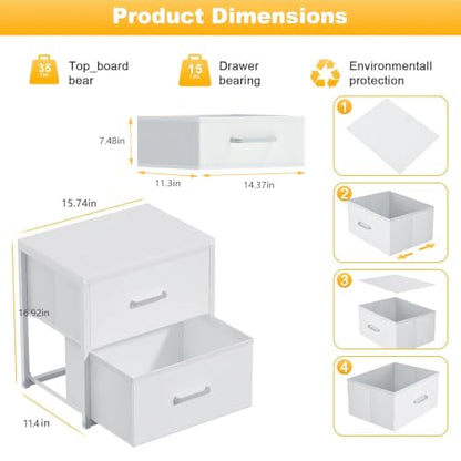 2 Pack Stackable Storage Drawers, Closet Drawers, White