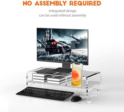 BEYGORM Acrylic Monitor Stand for Full Keyboard, 20" Wide 2-Tier