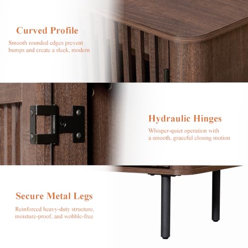 31.5" Tall Modern Sideboard Buffet Cabinet with Storage, Walnut