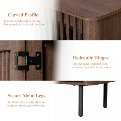 31.5" Tall Modern Sideboard Buffet Cabinet with Storage, Walnut