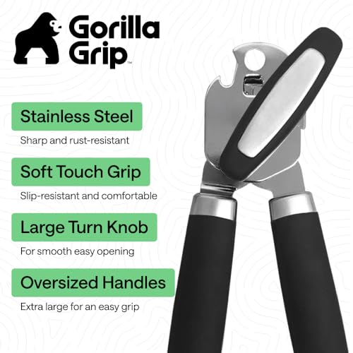 Upgraded Model Stainless Steel Manual Can Opener, Black
