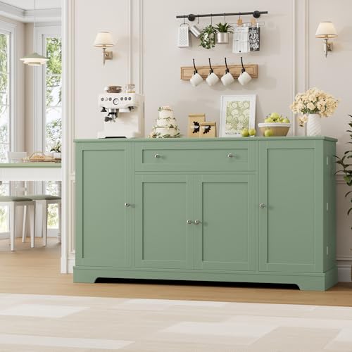 54" W Kitchen Buffet Cabinet with Storage, Coffee Bar Cabinet, Green