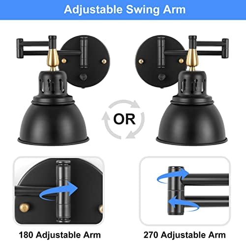 TRLIFE Wall Sconces Plug in, Remote Control Dimmable Wall Sconce and Adjustable Color Temperature 2700K-6500K Wall Lights with 6FT Plug in Cord, Swing Arm Wall Mounted Light(2 Pack, 2 Bulbs)
