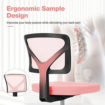 Small Armless Desk Chair, Mesh Rolling Office Chairs