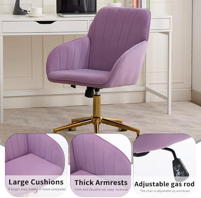 Home Office Desk Chair, Fabric Swivel Task Chair with Golden Base