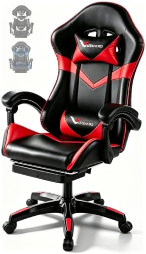 Small Gaming Chair, Home Office Desk Seat with Lumbar Support & Footrest
