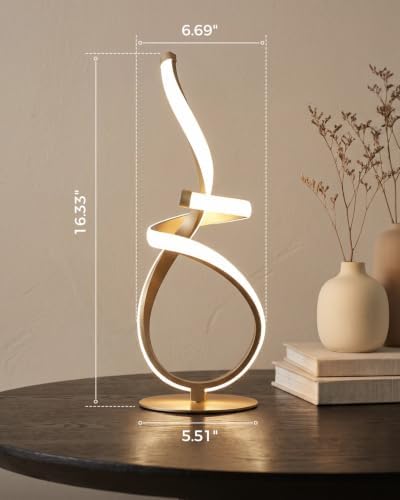 Modern Spiral Table Lamp, 3D LED Touch Control Cool Desk Lamp