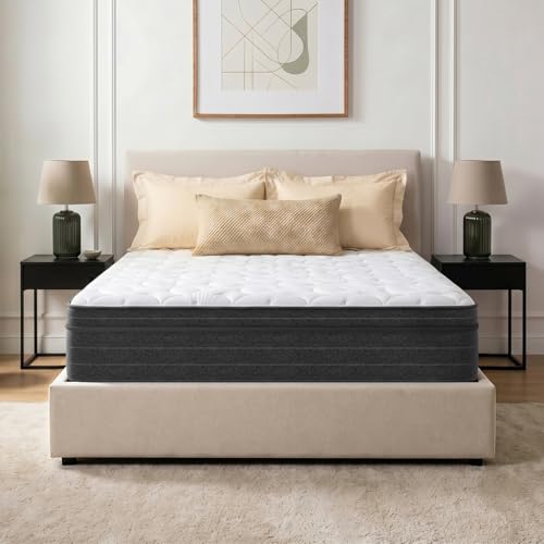 12 Inch Queen Hybrid Mattress in a Box, Medium Firm, Gray