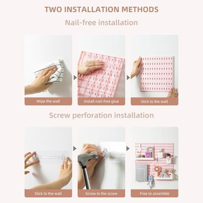 VUSIGN Pegboard Combination Wall Organizer Kit 22" x 22", Pink