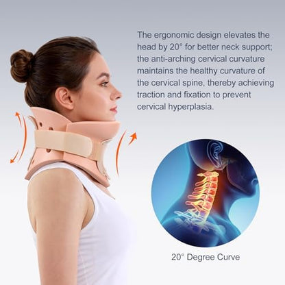 3 1/4 In Rigid Neck Brace Cervical Collar with Neck Support Foam Lightweight Soft Brace, Adjustable Cervical Traction Collar Relieves Neck Pain and Decompression for Men and Women (Neck height 3 1/4 Inch, X-Large)