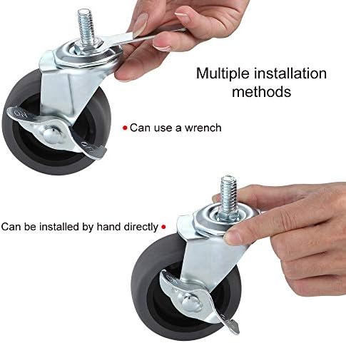 Caster Wheels, 3" Locking Swivel Threaded Stem Casters Set with Brake of 24