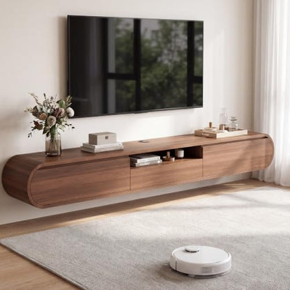 Floating TV Stand with Storage, Wall Mounted Entertainment Center, Walnut