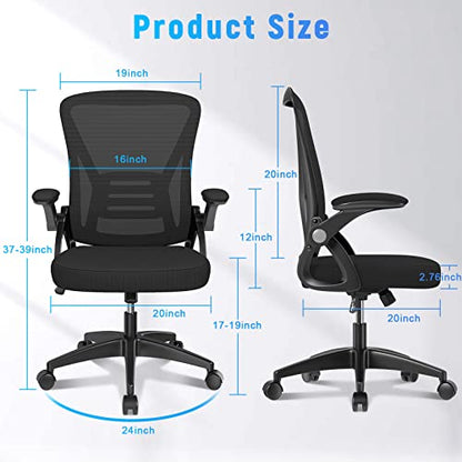 Home Office Desk Chair Mid Back with Adjustable Height Dark Black