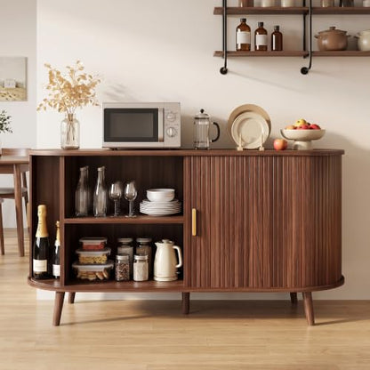 55" Fluted Sideboard Buffet Cabinet with Storage & Sliding Door