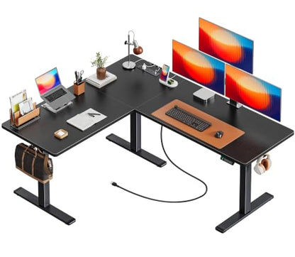 63 x 55 Inch L Shaped Standing Desk with Power Outlets