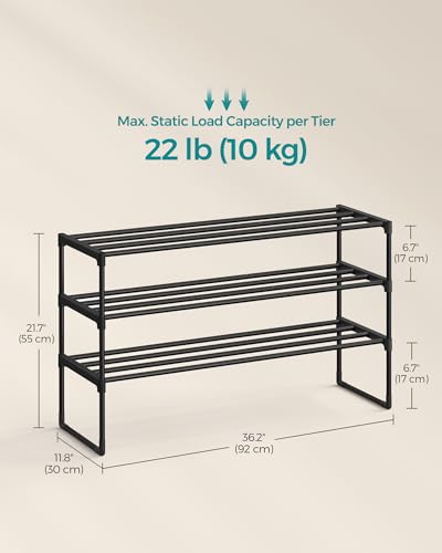 Shoe Rack, 3-Tier Shoe Organizer, Metal Storage Shelf