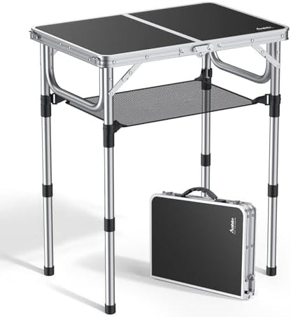 Anbte Folding Camping Table, 24"X 16" Adjustable Height Small Folding Table