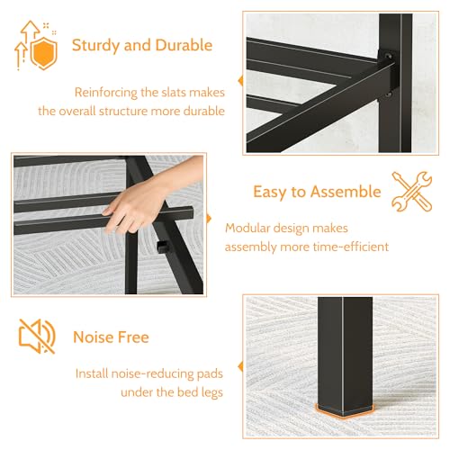 Canopy Bed Frame Queen, Four Poster Metal Frame, Black
