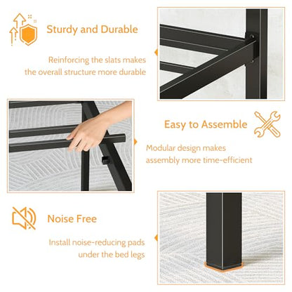 Canopy Bed Frame Queen, Four Poster Metal Frame, Black