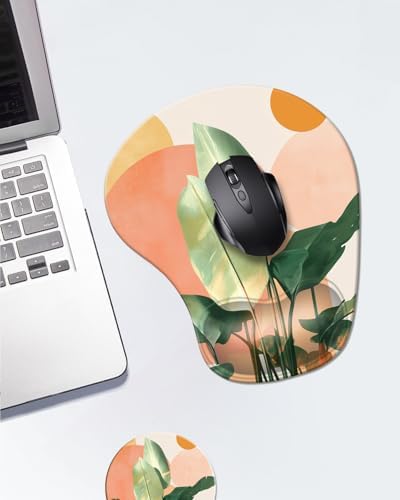 Ergonomic Mouse Pad with Wrist Rest,Comfortable Computer Gel Mouse Pad Wrist Support for Laptop,Pain Relief Mousepad with Non-Slip PU Base Design Art