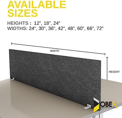 OBEX Free Standing Desk PET Privacy Screen, Table Top Home & Office Furniture Partitions and Dividers, Portable Workstation Freestanding Panels, 18" x 48" Sand
