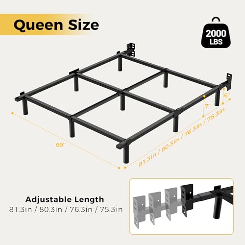 Queen Bed Frame, 7 Inch Heavy Duty Metal Base for Box Spring, 9 Legs