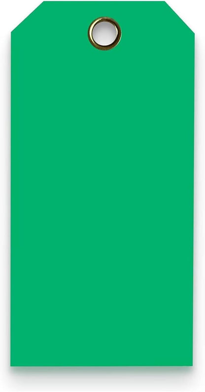 Tags 4 Less 15 Mil Waterproof Plastic Tags, Pack of 100 – 3” x 6” Heavy Duty Plastic Tags for Labeling, Outdoor Tagging, Equipment Labeling, Luggage, Valves & More (Dark Green)