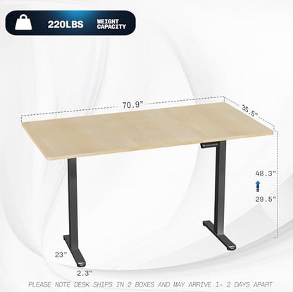 VIVO Light Wood 71 x 36 in Standing Desk, DESK-KIT-E2B7C-36