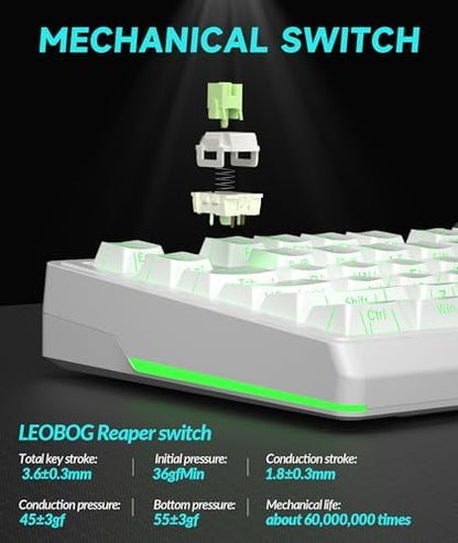 SOLAKAKA KI99 Pro 96% Wireless Mechanical Keyboard, RGB Gaming Keyboard, Hot-Swappable Pre-Lubed Switches, Gasket Structure Creamy Keyboards (Contour-Style White, Non-Silent Version)