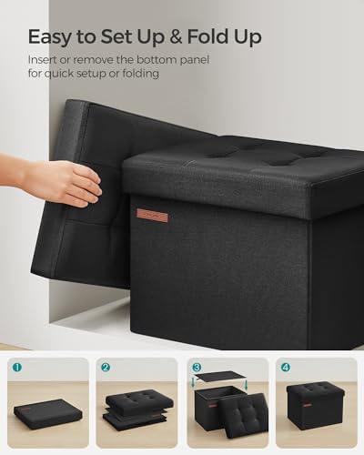 Small Folding Storage Ottoman, 15.7 x 12.2 x 12.2 Inches