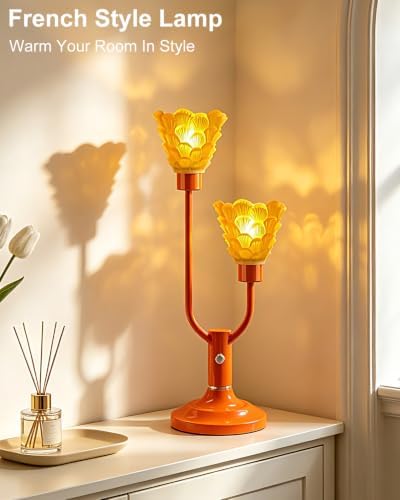 Mid Century Modern Table Lamp Dimmable Orange Vintage Lamp Gift