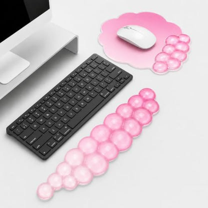 Cloud Gel Wrist Rest Set for Keyboard and Mouse – Ergonomic Wrist Support for Keyboard & Mouse Pad – Non-Slip Desk Wrist Support for Computer, Laptop & Gaming (Pink)
