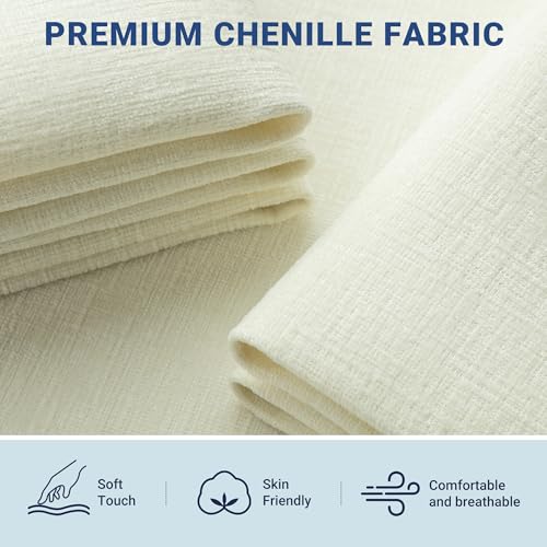 Queen Size Chenille Lift Up Hydraulic Storage Bed Frame Cream White