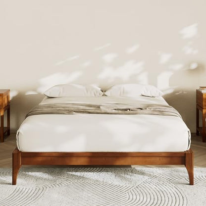 Modern Bamboo Japanese Joinery Queen Bed Frame, Tools Free, Brown