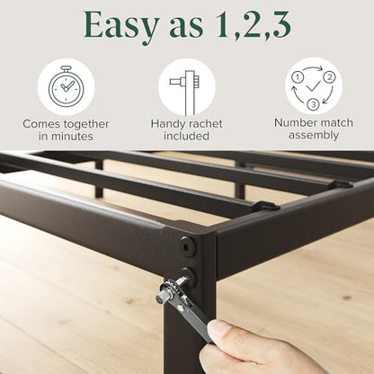 ABEL 14 Inch Platform Bed Frame, Steel Slat Support, Easy Assembly, No Box Spring Needed, Eco Friendly WonderBox(TM) Packaging, Black, Full