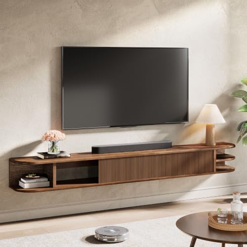 71" Floating TV Stand Up to 90'' TVs, Solid Wood Media Console