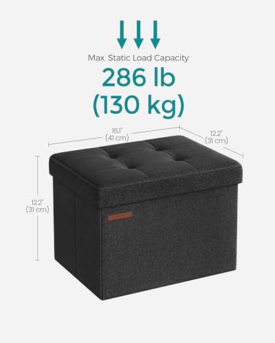 Small Folding Storage Ottoman, 15.7 x 12.2 x 12.2 Inches