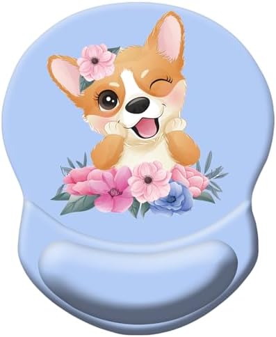 Ergonomic Wrist Support Mouse Pad - Comfortable Computer Mouse Pad with Non-Slip PU Base for Home Office Working Gaming (Pretty Dog)