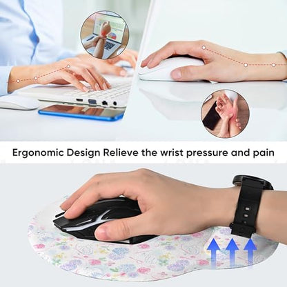 RICHEN Ergonomic Mouse Pad with Wrist Support,Non-Slip Rubber Base for Computer Laptop & Mac,Lightweight Rest for Home,Office & Travel (Hydrangea Swan)