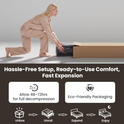 King 12 Inch Hybrid Mattress in a Box with Medium Firm Support