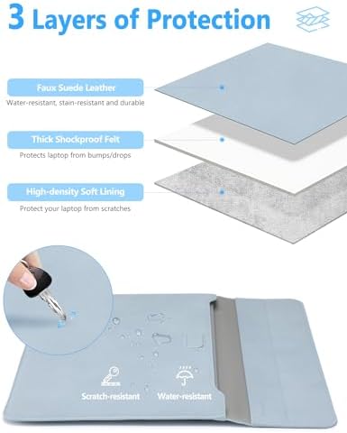 HYZUO 13.3-14 Inch Laptop Case Sleeve with Stand Feature, Pale Blue