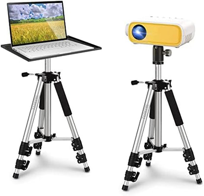 SKERELL Projector Stand Tripod Adjustable: Universal Laptop Standing Height from 17" to 48" with Tray Ball Head Carry Bag for Computer Camera