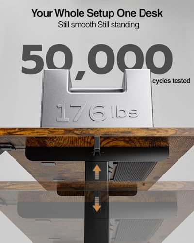 48x24 Electric Standing Desk with Cable Net, Rustic Brown